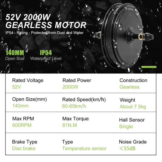 E-Bikes Global Electric Bike Conversion Kit 52V 2000W Hub Motor