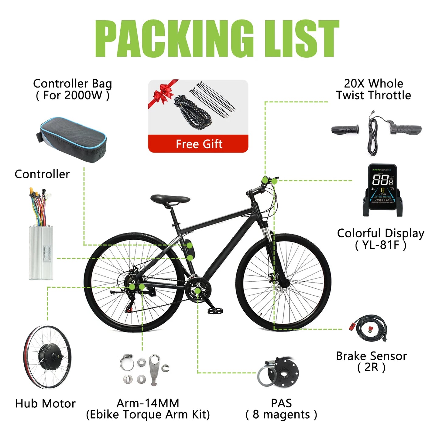 E-Bikes Global Electric Bike Conversion Kit 52V 2000W Hub Motor