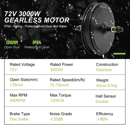 E-Bikes Global Electric Bike Conversion Kit 72V 3000W Hub Motor