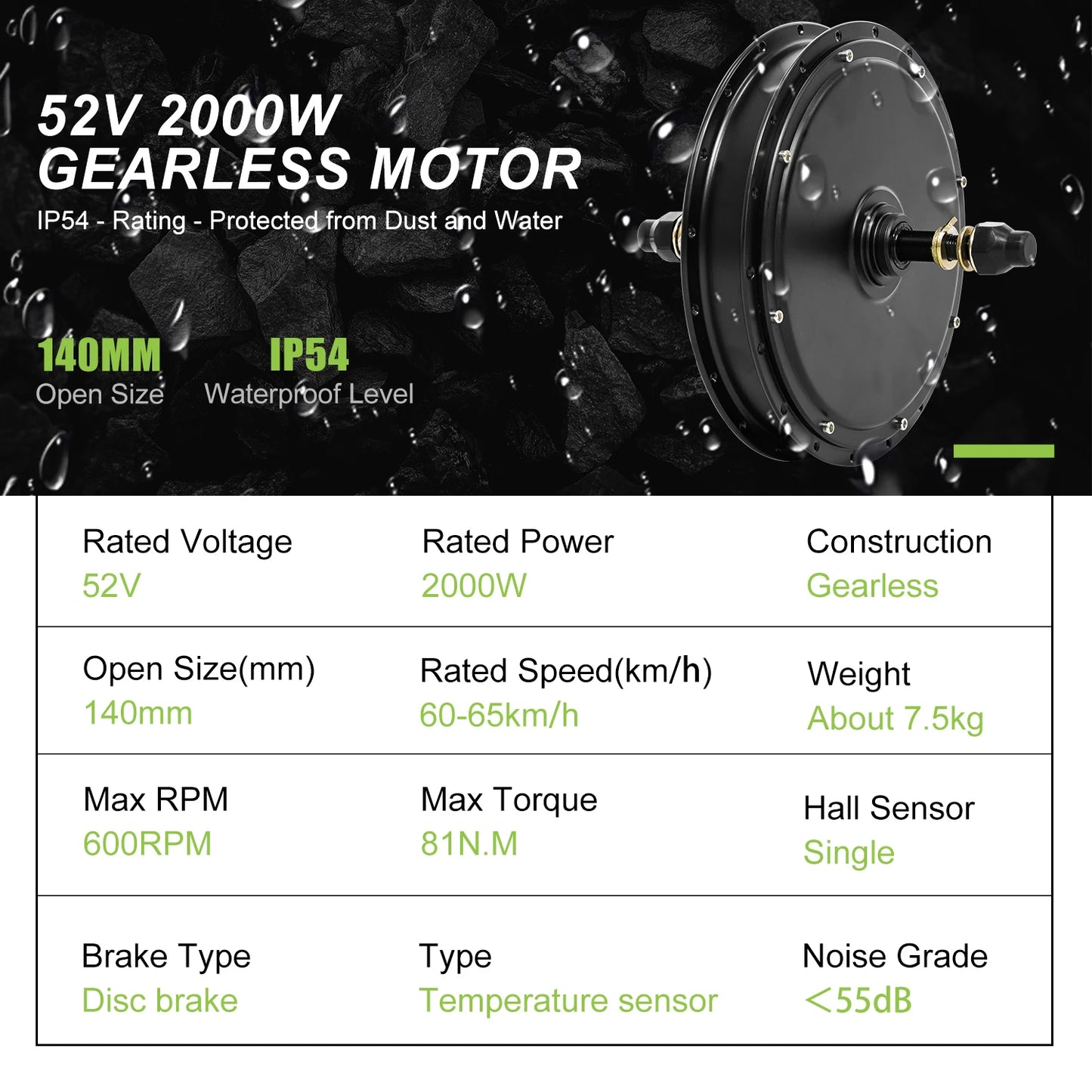 E-Bikes Global Electric Bike Conversion Kit 52V 2000W Hub Motor