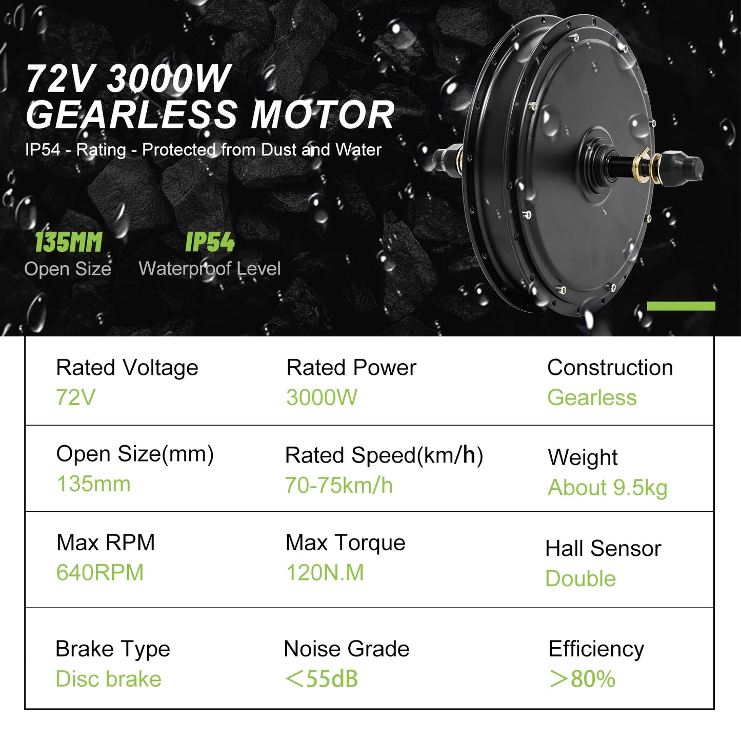 E-Bikes Global Electric Bike Conversion Kit 72V 3000W Hub Motor
